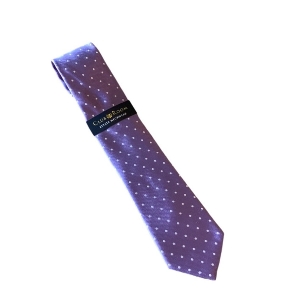 CLUB ROOM Macys NWT 100% Silk Purple Dot Tie